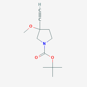 molecular formula C12H19NO3 B13061112 tert-Butyl 3-ethynyl-3-methoxypyrrolidine-1-carboxylate 