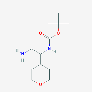 molecular formula C12H24N2O3 B13061166 tert-butyl N-[2-amino-1-(oxan-4-yl)ethyl]carbamate 