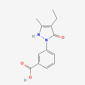 molecular formula C13H14N2O3 B1306137 3-(4-Ethyl-5-hydroxy-3-methyl-pyrazol-1-yl)-benzoic acid CAS No. 1005615-03-1