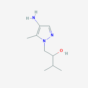 molecular formula C9H17N3O B13061730 1-(4-Amino-5-methyl-1h-pyrazol-1-yl)-3-methylbutan-2-ol 