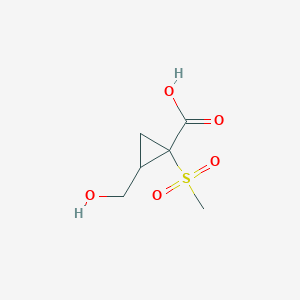 molecular formula C6H10O5S B13061812 2-(Hydroxymethyl)-1-methanesulfonylcyclopropane-1-carboxylic acid 