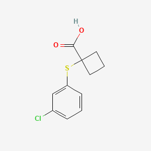 molecular formula C11H11ClO2S B13061974 1-[(3-Chlorophenyl)sulfanyl]cyclobutane-1-carboxylic acid 