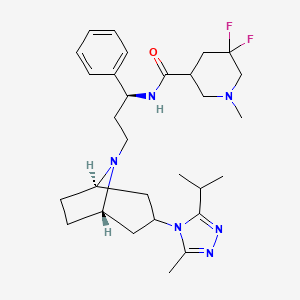 5,5-Difluoro-N-((S)-3-((1R,3R,5S)-3-(3-isopropyl-5-methyl-4H-1,2,4-triazol-4-yl)-8-azabicyclo[3.2.1]octan-8-yl)-1-phenylpropyl)-1-methylpiperidine-3-carboxamide