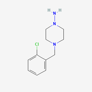 molecular formula C11H16ClN3 B13062038 4-[(2-Chlorophenyl)methyl]piperazin-1-amine 