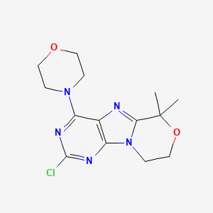 molecular formula C14H18ClN5O2 B13062064 2-Chloro-6,6-dimethyl-4-morpholino-8,9-dihydro-6h-[1,4]oxazino[4,3-e]purine 