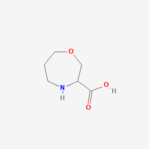 molecular formula C6H11NO3 B13062551 1,4-Oxazepane-3-carboxylic acid 