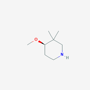 molecular formula C8H17NO B13062559 (4R)-4-Methoxy-3,3-dimethylpiperidine 