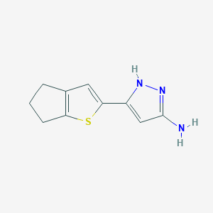 molecular formula C10H11N3S B13062567 3-(4H,5H,6H-Cyclopenta[B]thiophen-2-YL)-1H-pyrazol-5-amine 