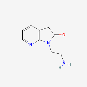 molecular formula C9H11N3O B13062611 1-(2-aminoethyl)-3H-pyrrolo[2,3-b]pyridin-2-one 