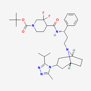 tert-butyl 3,3-difluoro-4-[[(1S)-3-[(1R,5S)-3-(3-methyl-5-propan-2-yl-1,2,4-triazol-4-yl)-8-azabicyclo[3.2.1]octan-8-yl]-1-phenylpropyl]carbamoyl]piperidine-1-carboxylate