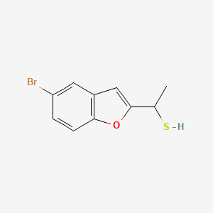 molecular formula C10H9BrOS B13062703 1-(5-Bromo-1-benzofuran-2-YL)ethane-1-thiol 