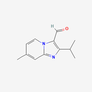 molecular formula C12H14N2O B13062736 7-Methyl-2-(propan-2-YL)imidazo[1,2-A]pyridine-3-carbaldehyde 