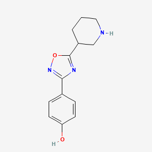 molecular formula C13H15N3O2 B13062791 4-(5-(Piperidin-3-yl)-1,2,4-oxadiazol-3-yl)phenol 