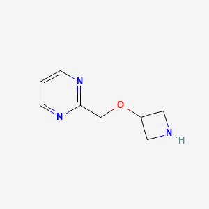 molecular formula C8H11N3O B13062996 2-[(Azetidin-3-yloxy)methyl]pyrimidine 