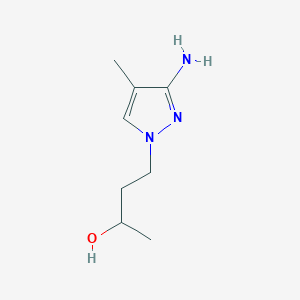 molecular formula C8H15N3O B13063085 4-(3-amino-4-methyl-1H-pyrazol-1-yl)butan-2-ol 