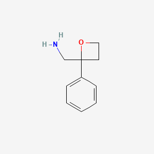 molecular formula C10H13NO B13063268 (2-Phenyloxetan-2-yl)methanamine 