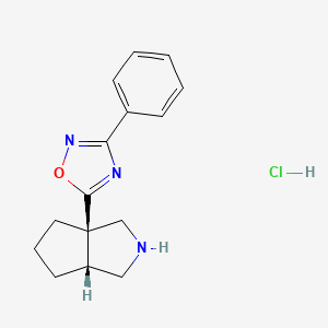 molecular formula C15H18ClN3O B13063283 5-[(3aR,6aR)-2,3,4,5,6,6a-hexahydro-1H-cyclopenta[c]pyrrol-3a-yl]-3-phenyl-1,2,4-oxadiazole;hydrochloride 