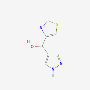 molecular formula C7H7N3OS B13063292 (1H-Pyrazol-4-yl)(1,3-thiazol-4-yl)methanol 