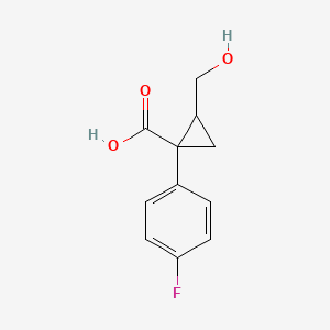 molecular formula C11H11FO3 B13063340 1-(4-Fluorophenyl)-2-(hydroxymethyl)cyclopropane-1-carboxylic acid 