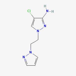 molecular formula C8H10ClN5 B13063349 4-chloro-1-[2-(1H-pyrazol-1-yl)ethyl]-1H-pyrazol-3-amine 