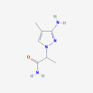 molecular formula C7H12N4O B13063389 2-(3-Amino-4-methyl-1H-pyrazol-1-YL)propanamide 