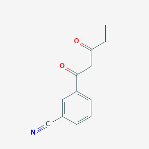 molecular formula C12H11NO2 B13063396 3-(3-Oxopentanoyl)benzonitrile 