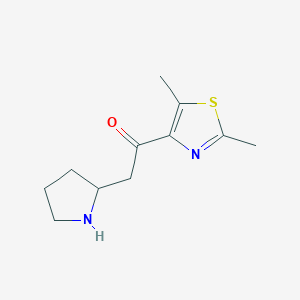 molecular formula C11H16N2OS B13063402 1-(Dimethyl-1,3-thiazol-4-YL)-2-(pyrrolidin-2-YL)ethan-1-one 