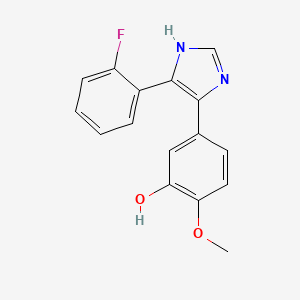 molecular formula C16H13FN2O2 B13063448 5-(4-(2-Fluorophenyl)-1H-imidazol-5-yl)-2-methoxyphenol 