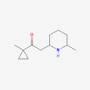 molecular formula C12H21NO B13063451 1-(1-Methylcyclopropyl)-2-(6-methylpiperidin-2-yl)ethan-1-one 