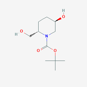 molecular formula C11H21NO4 B13063487 tert-Butyl(2S,5R)-5-hydroxy-2-(hydroxymethyl)piperidine-1-carboxylate 