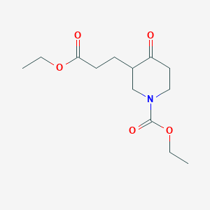 molecular formula C13H21NO5 B13063537 Ethyl 3-(3-ethoxy-3-oxopropyl)-4-oxopiperidine-1-carboxylate 