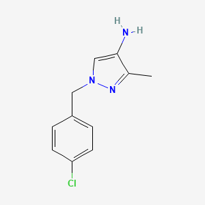 molecular formula C11H12ClN3 B13063905 1-[(4-Chlorophenyl)methyl]-3-methyl-1H-pyrazol-4-amine 