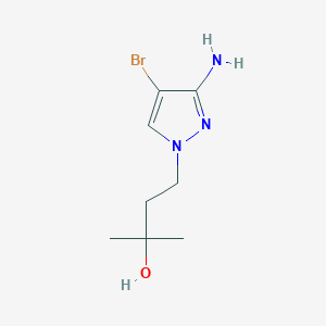 molecular formula C8H14BrN3O B13063911 4-(3-amino-4-bromo-1H-pyrazol-1-yl)-2-methylbutan-2-ol 