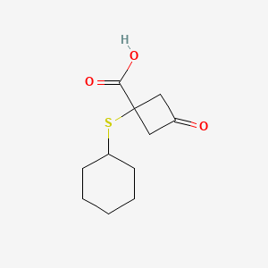 1-(Cyclohexylsulfanyl)-3-oxocyclobutane-1-carboxylic acid