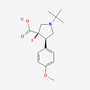 molecular formula C16H22FNO3 B13063929 (3R,4R)-1-tert-Butyl-3-fluoro-4-(4-methoxyphenyl)pyrrolidine-3-carboxylicacid 