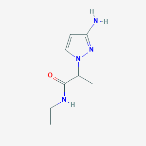 molecular formula C8H14N4O B13063937 2-(3-Amino-1H-pyrazol-1-YL)-N-ethylpropanamide 