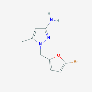 molecular formula C9H10BrN3O B13063942 1-[(5-Bromofuran-2-yl)methyl]-5-methyl-1H-pyrazol-3-amine 