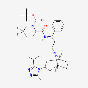 tert-butyl 5,5-difluoro-2-[[(1S)-3-[(1R,5S)-3-(3-methyl-5-propan-2-yl-1,2,4-triazol-4-yl)-8-azabicyclo[3.2.1]octan-8-yl]-1-phenylpropyl]carbamoyl]piperidine-1-carboxylate