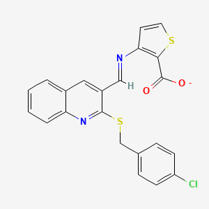 (E)-[(2-{[(4-chlorophenyl)methyl]sulfanyl}quinolin-3-yl)methylidene]aminothiophene-2-carboxylate