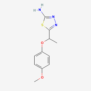 molecular formula C11H13N3O2S B1306483 5-[1-(4-Methoxy-phenoxy)-ethyl]-[1,3,4]thiadiazol-2-ylamine CAS No. 797027-62-4