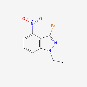 molecular formula C9H8BrN3O2 B13064917 3-Bromo-1-ethyl-4-nitro-1H-indazole 