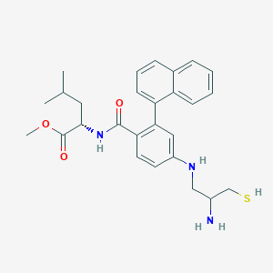 molecular formula C27H33N3O3S B13064938 Methyl (4-((2-amino-3-mercaptopropyl)amino)-2-(naphthalen-1-yl)benzoyl)-L-leucinate 