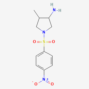 molecular formula C11H15N3O4S B13064982 4-Methyl-1-(4-nitrobenzenesulfonyl)pyrrolidin-3-amine 