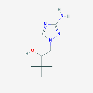 molecular formula C8H16N4O B13064994 1-(3-Amino-1H-1,2,4-triazol-1-yl)-3,3-dimethylbutan-2-ol 