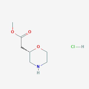 molecular formula C7H14ClNO3 B13065027 Methyl 2-((S)-morpholin-2-YL)acetate hcl 