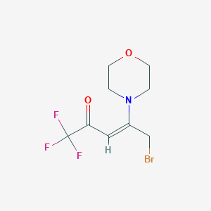 molecular formula C9H11BrF3NO2 B13065044 5-Bromo-1,1,1-trifluoro-4-(morpholin-4-yl)pent-3-en-2-one 