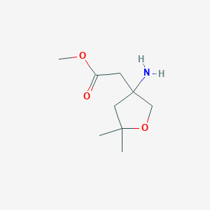 molecular formula C9H17NO3 B13065085 Methyl 2-(3-amino-5,5-dimethyloxolan-3-yl)acetate 