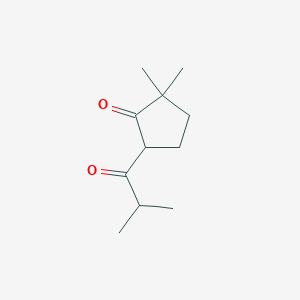 molecular formula C11H18O2 B13065086 2,2-Dimethyl-5-(2-methylpropanoyl)cyclopentan-1-one 