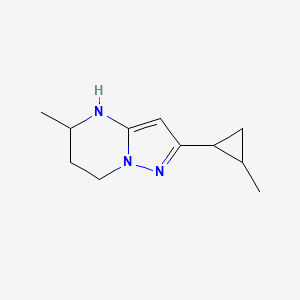 molecular formula C11H17N3 B13065116 5-Methyl-2-(2-methylcyclopropyl)-4H,5H,6H,7H-pyrazolo[1,5-a]pyrimidine 