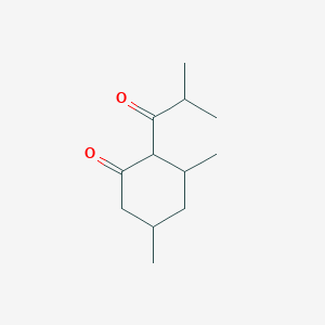 molecular formula C12H20O2 B13065162 3,5-Dimethyl-2-(2-methylpropanoyl)cyclohexan-1-one 